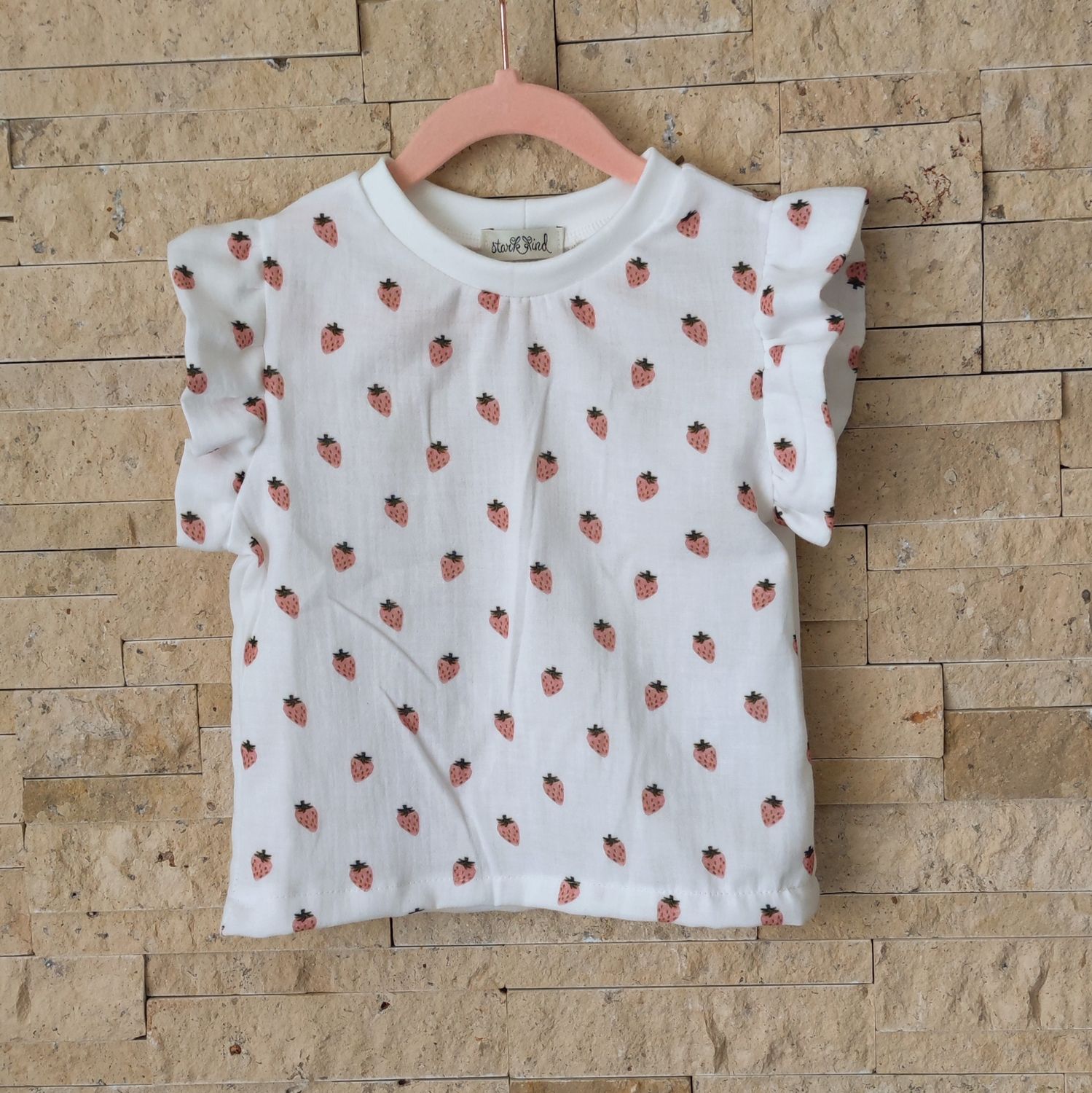 Rüschen Shirt Musselin - Kleine Erdbeere