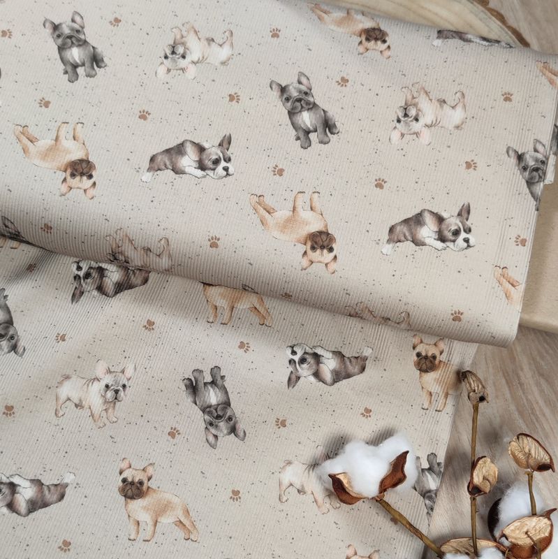 T-Shirt Rib Jersey - French Bulldog light taupe 