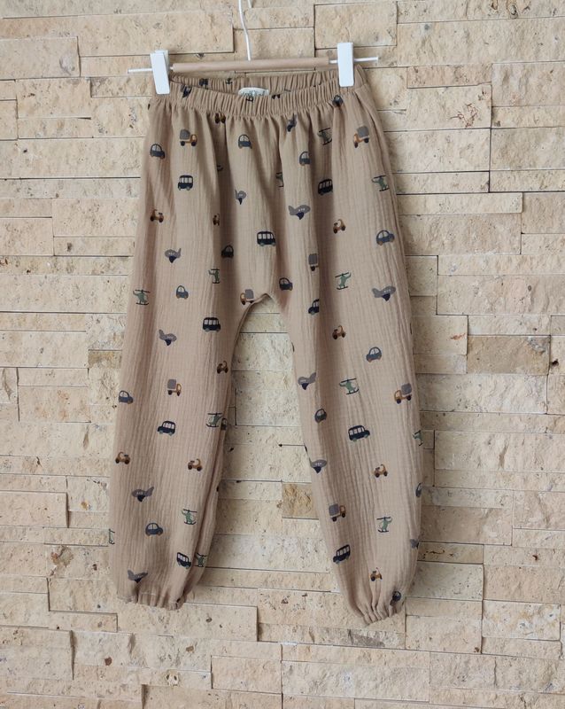Musselin Hose - Autos Dunkelbeige