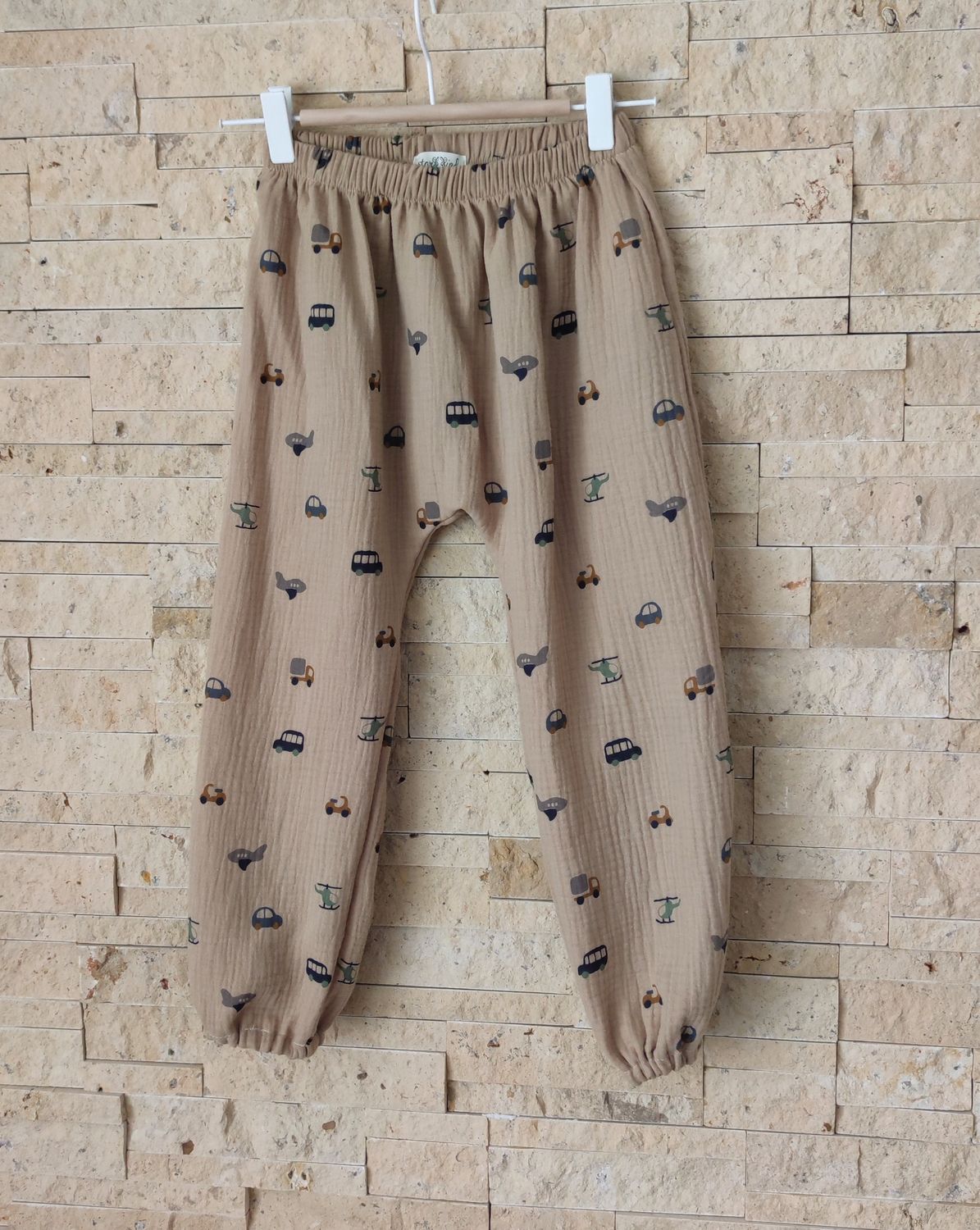 Musselin Hose - Autos Dunkelbeige
