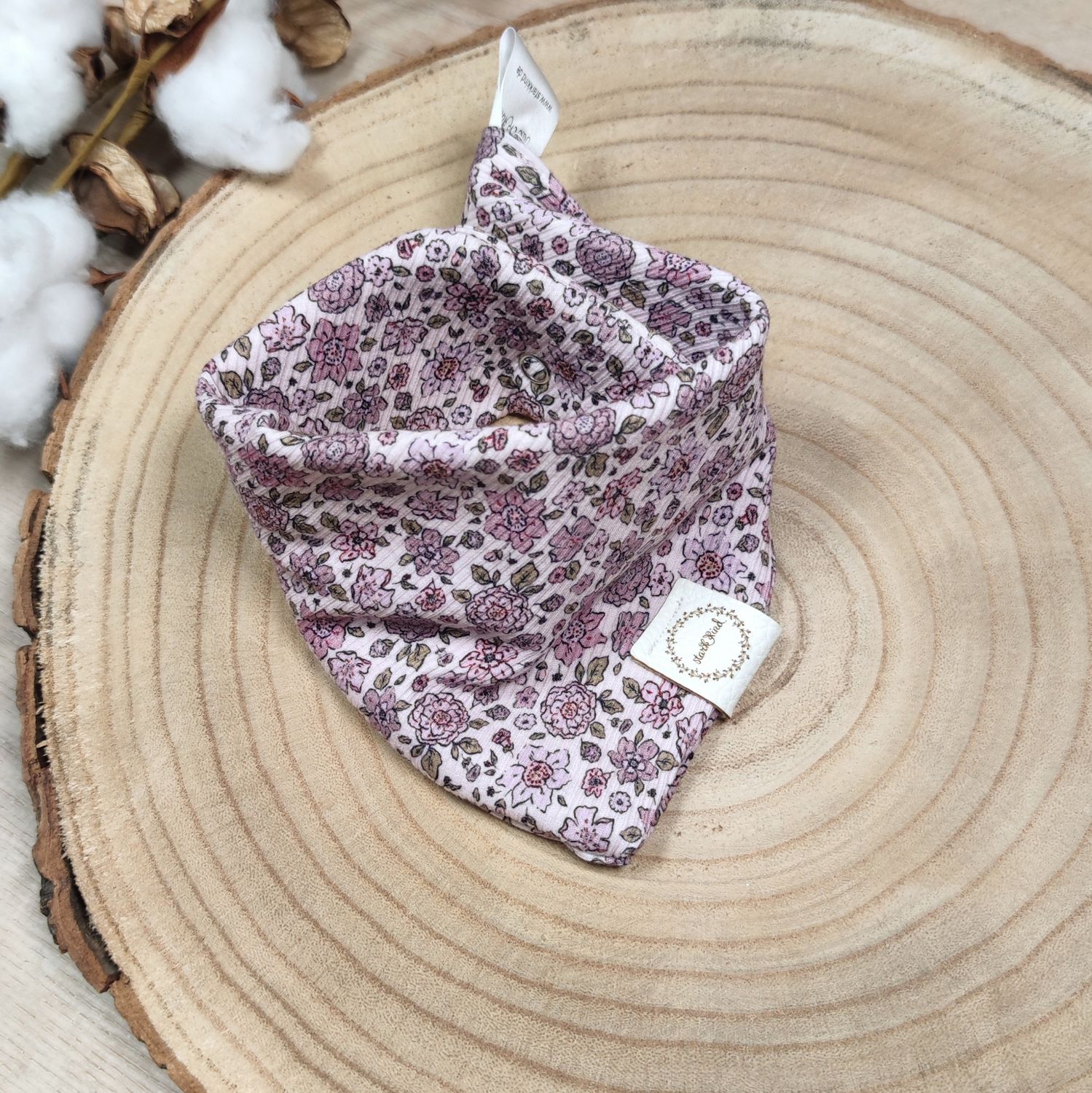 Halstuch mit Druckknöpfen - Rib Jersey - Blümchen Flieder
