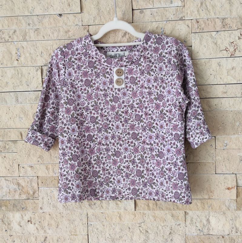Rib Jersey Longsleeve - Blümchen Flieder 