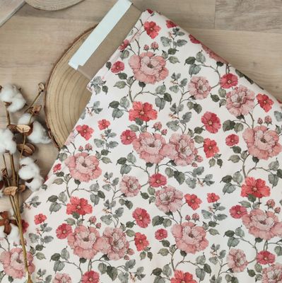 Rib Jersey Longsleeve - Blumenranken Rot Rib Jersey Longsleeve - Blumenranken Rot