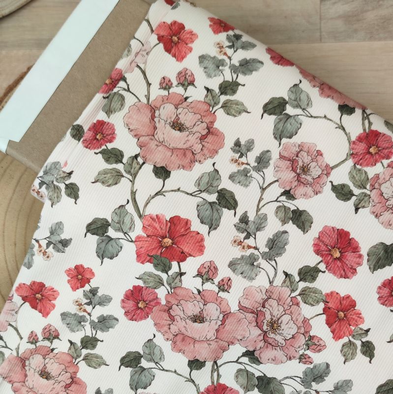 Radler Hose - Rib Blumenranken Rot