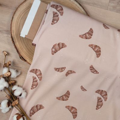 Halstuch mit Druckknöpfen - Rib Jersey - Croissants Dunkelbeige Halstuch mit Druckknöpfen - Rib Jersey - Croissants Dunkelbeige