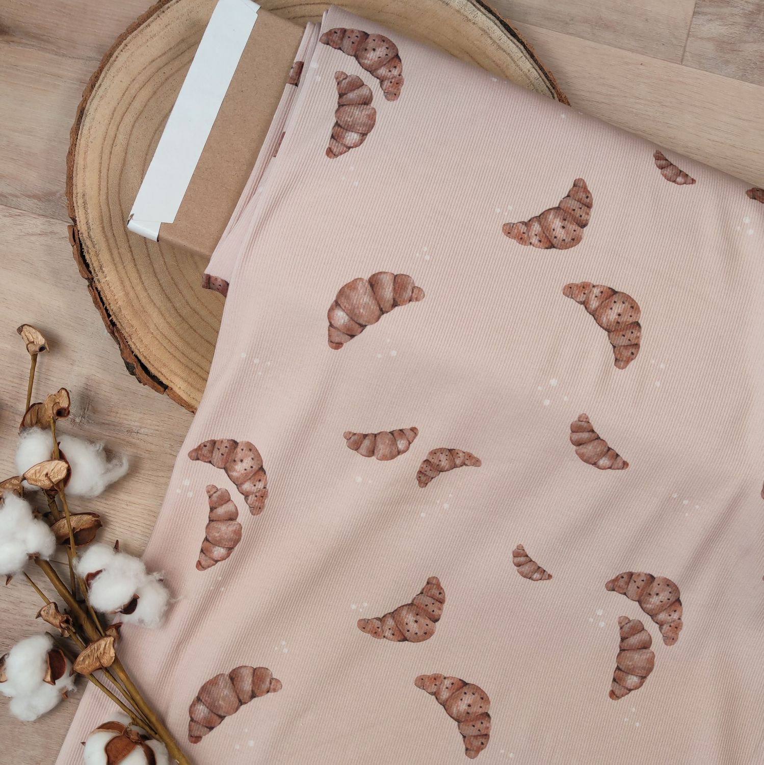 Halstuch mit Druckknöpfen - Rib Jersey - Croissants Dunkelbeige 