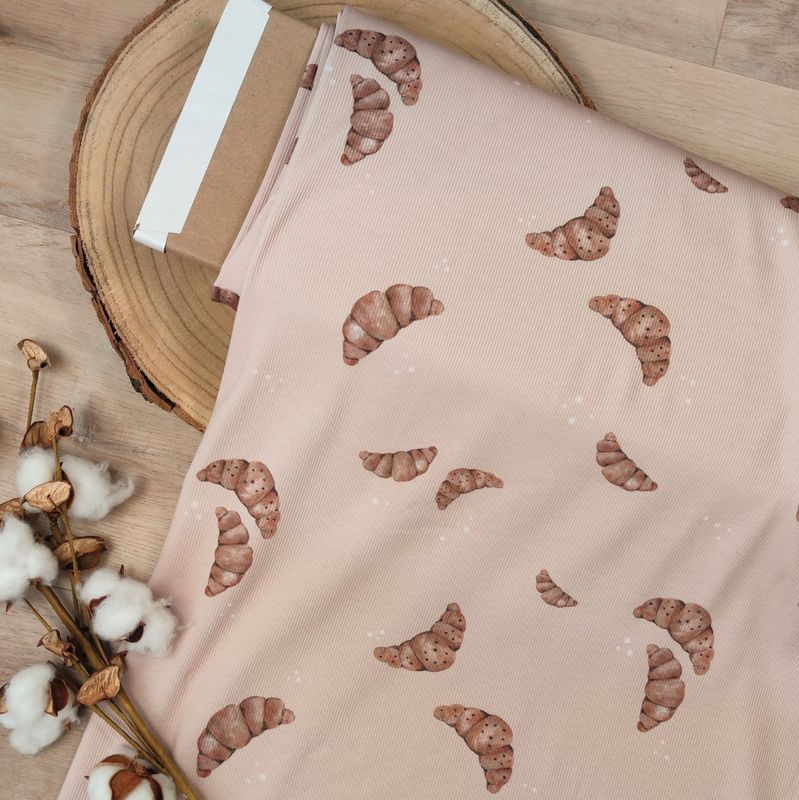 Rüschen Shirt - Rib Jersey Croissants Dunkelbeige 