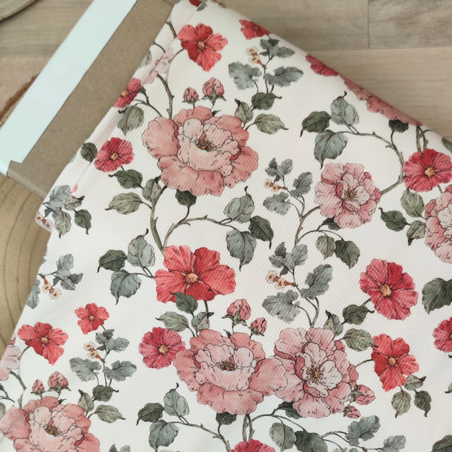 Bummie - Rib Jersey Blumenranken Rot