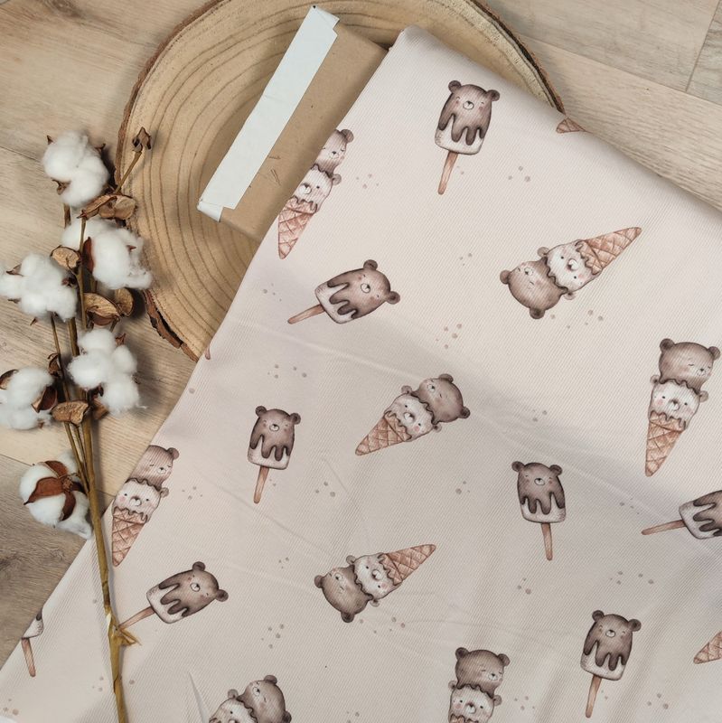 Oversized Rollkragen Pullover - Rib Teddy Ice cream 