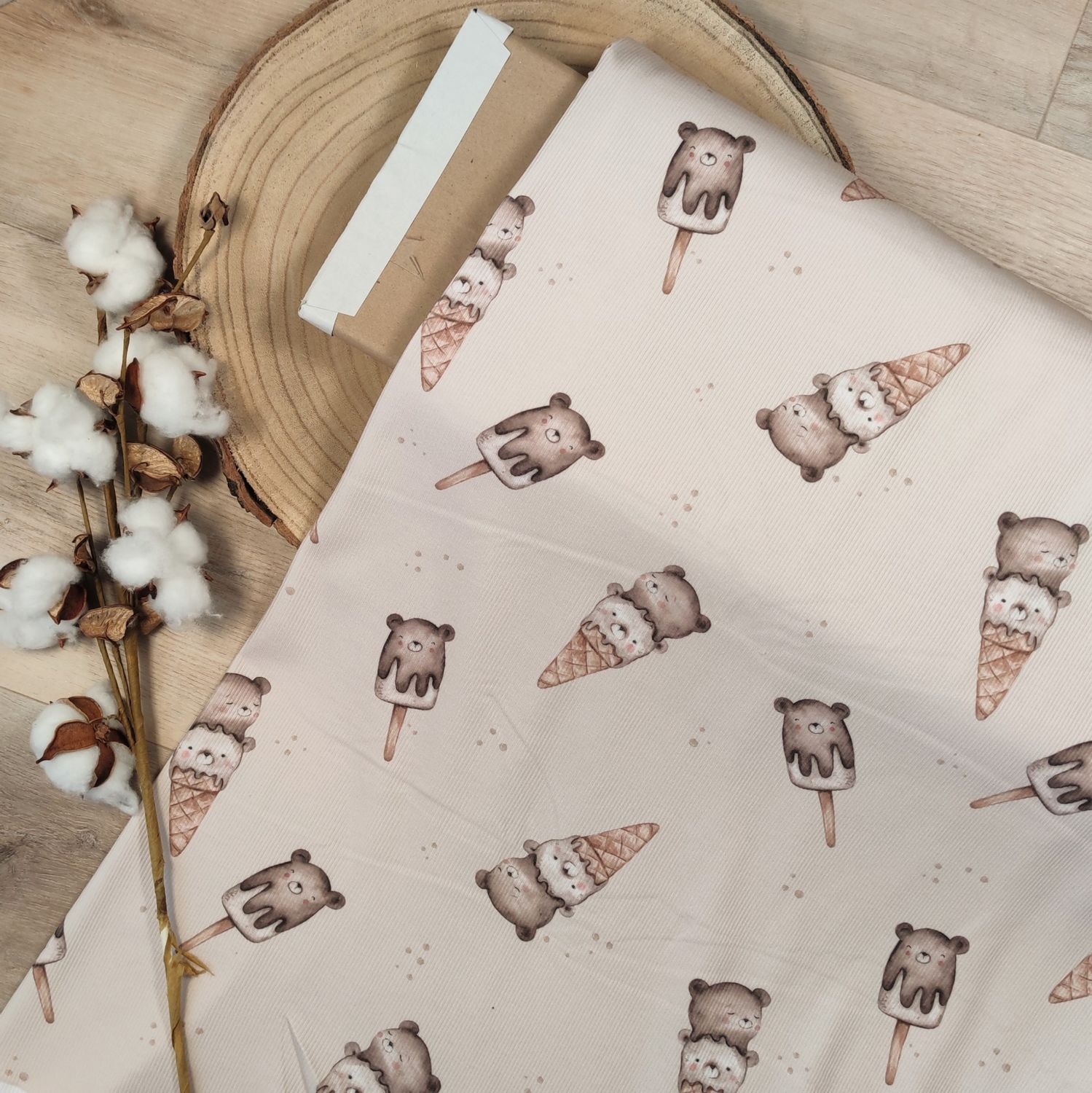 Rib Jersey Pullover mit Volant - Teddy Ice cream 