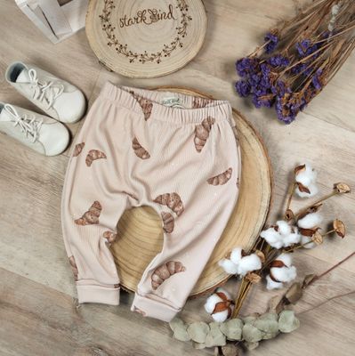 Pants - Rib Jersey Croissants Dunkelbeige 