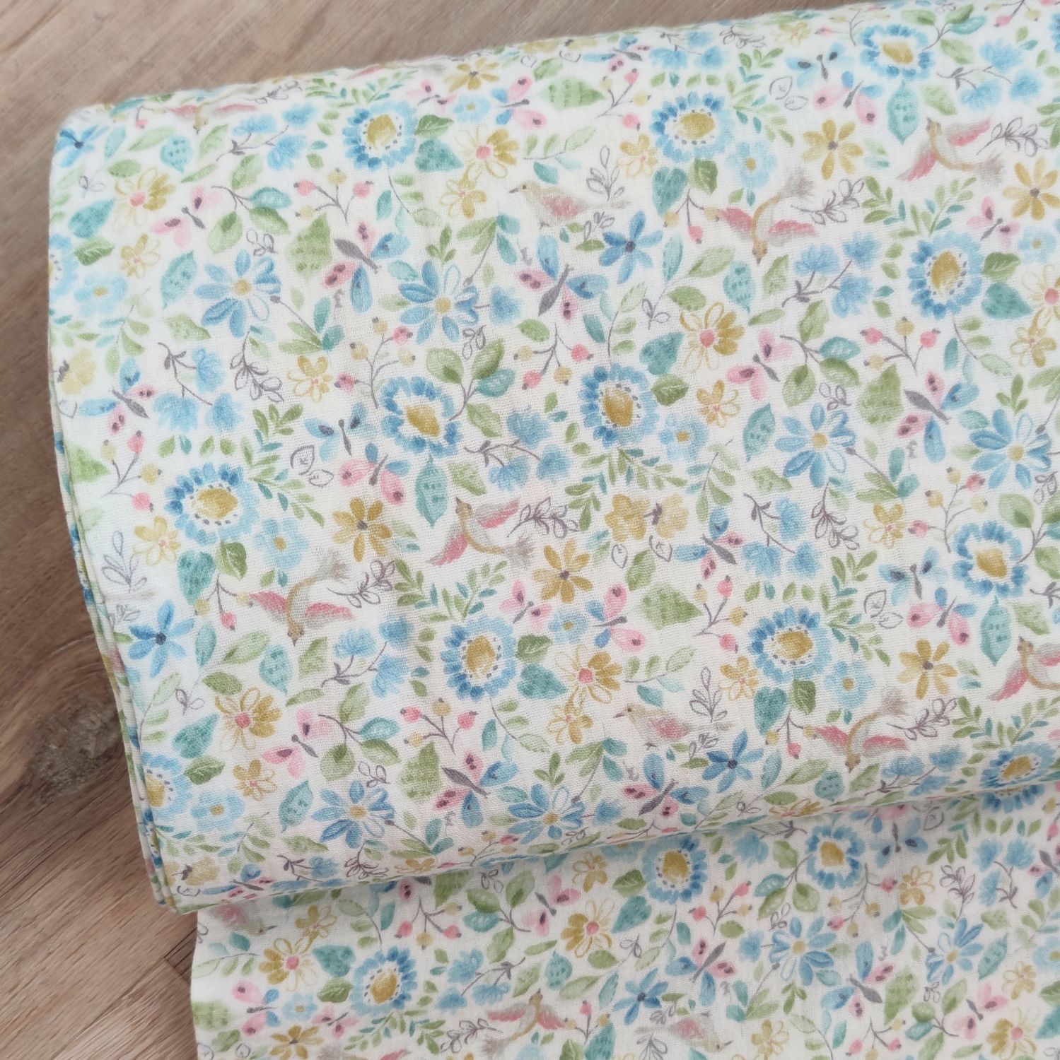 Musselin Hose - Pastell-Blüten Blau