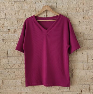Mom Baggy Shirt - Rib Magenta 