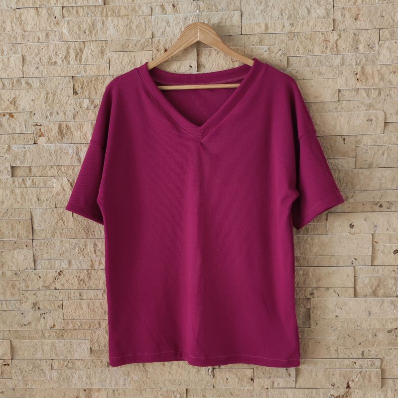 Mom Baggy Shirt - Rib Magenta 