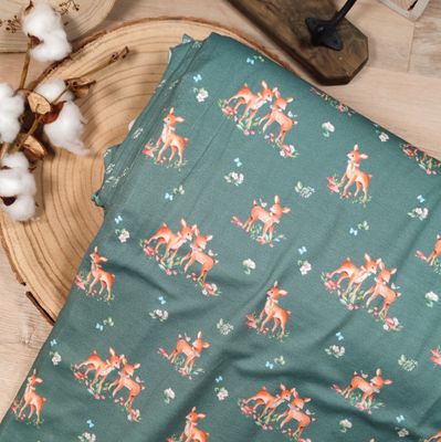 Halstuch mit Druckknöpfen - Jersey - Rehe Petrol