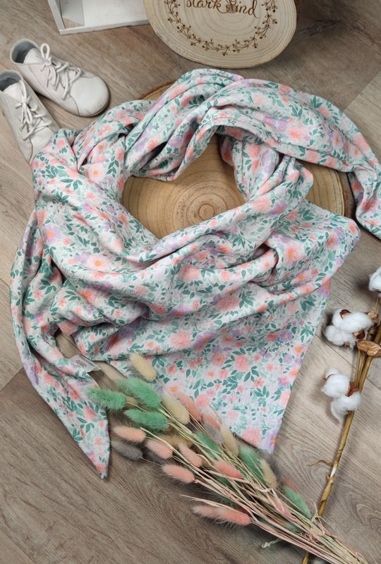 Mom XXL Dreiecks-Halstuch - Musselin Pastell-Blüten 