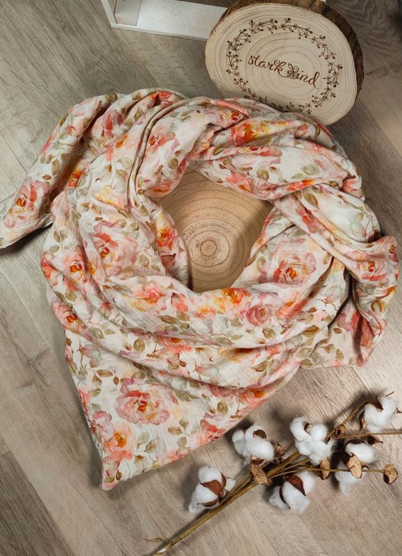 Mom XXL Dreiecks-Halstuch - Musselin Rosentraum Creme