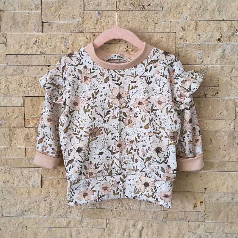 (Sofortkauf) Pullover mit Volant - Vintage Flowers - Gr. 74/80