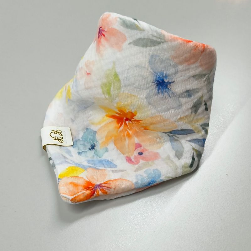 (Sofortkauf) Halstuch mit Druckknöpfen - Musselin - Sommerblumen - ca. 1 bis 3 Jahren