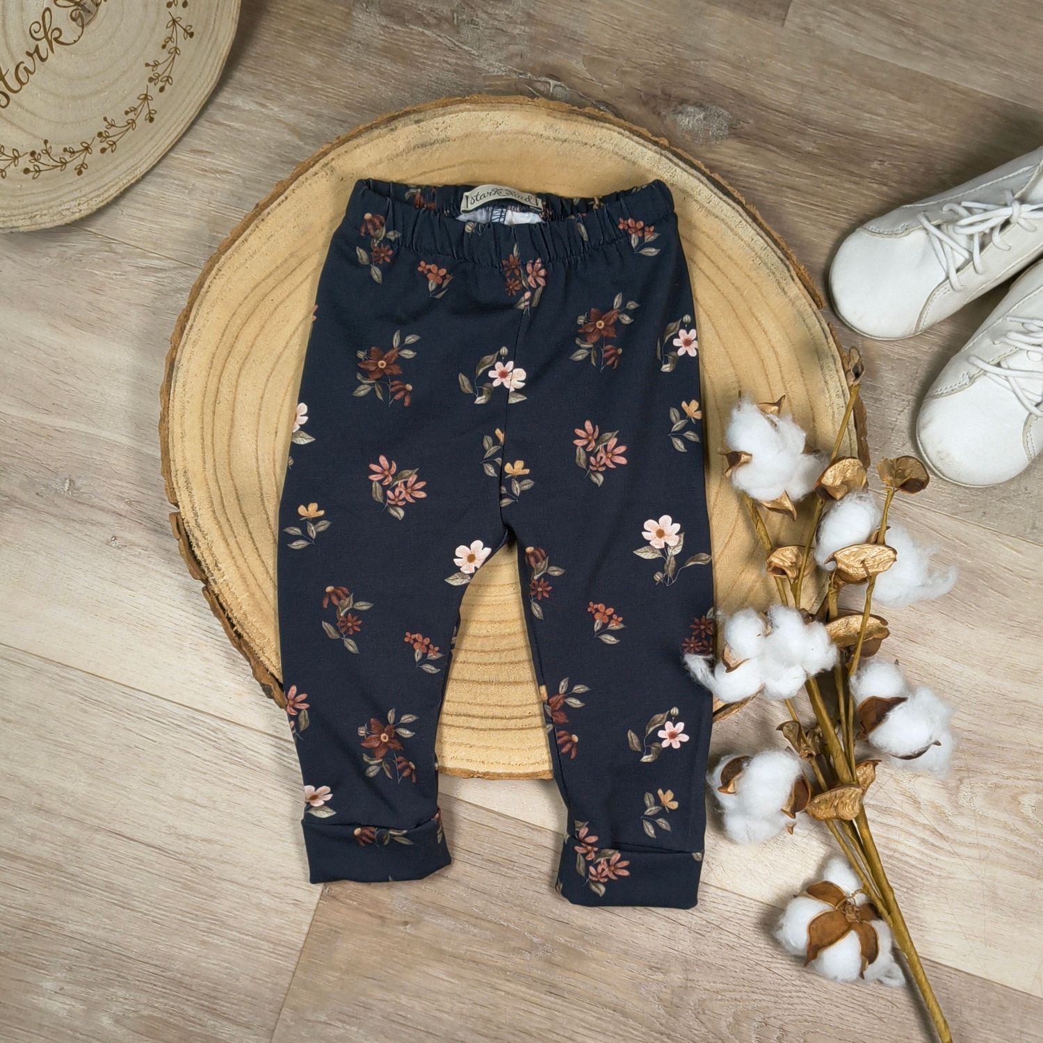 (Sofortkauf) Jersey Leggings - Boho Flowers Dark Blue - Gr. 62/68