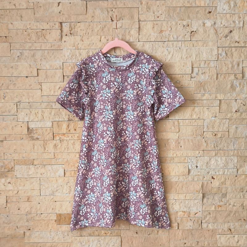 Kleid kurzärmelig - Blumenmeer Mauve