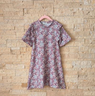 Kleid kurzärmelig - Blumenmeer Mauve