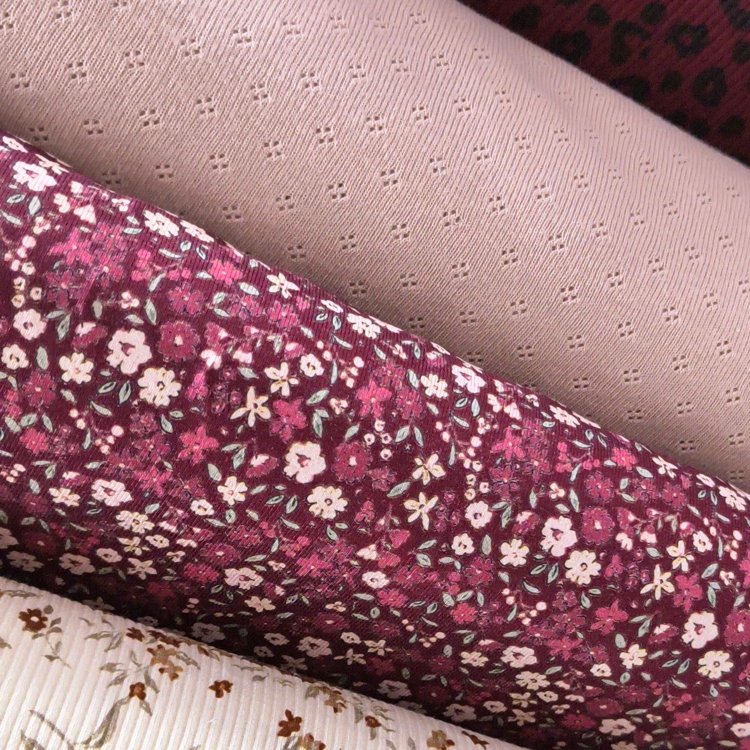 Bluse - Jersey Blütenmeer Bordeaux 