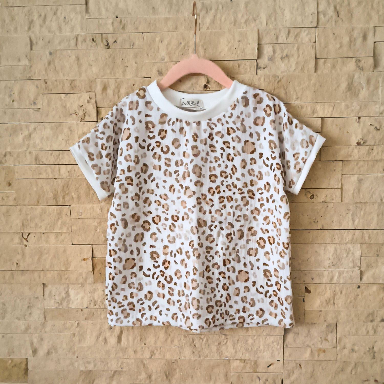 T-Shirt Musselin - Leo weiß 