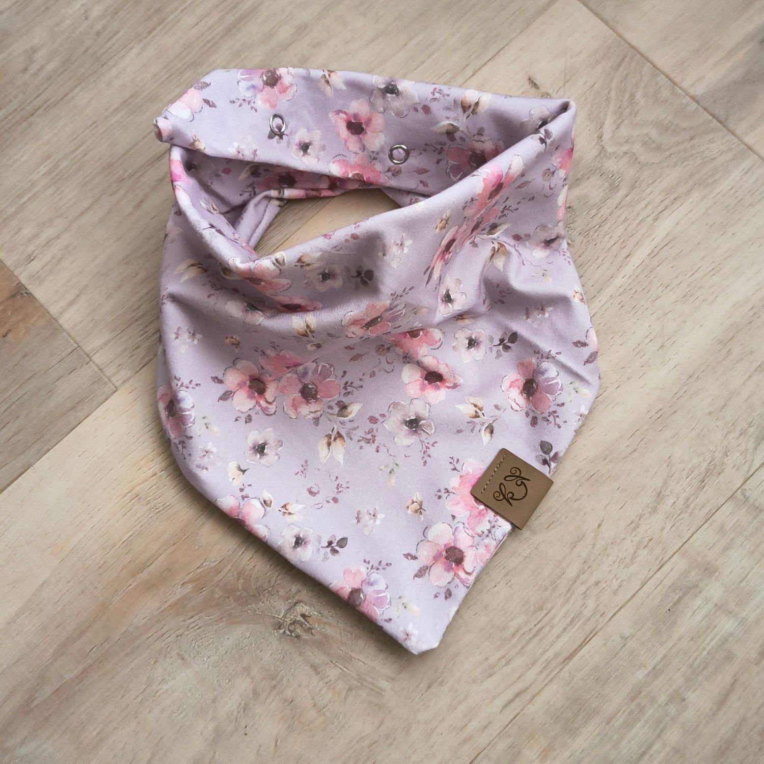 Halstuch mit Druckknöpfen - Jersey - Blumen Flieder 