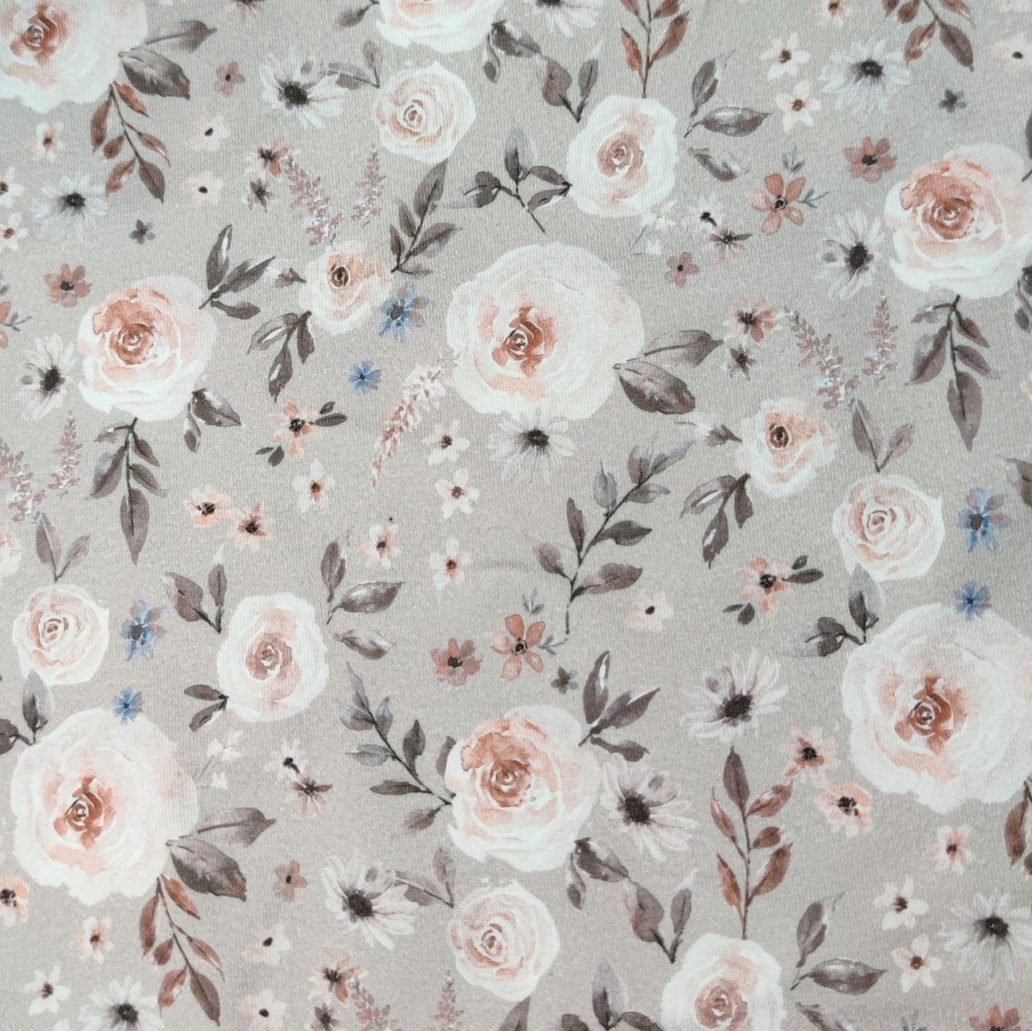 (Stoff) Jersey - Rosengarten Grau
