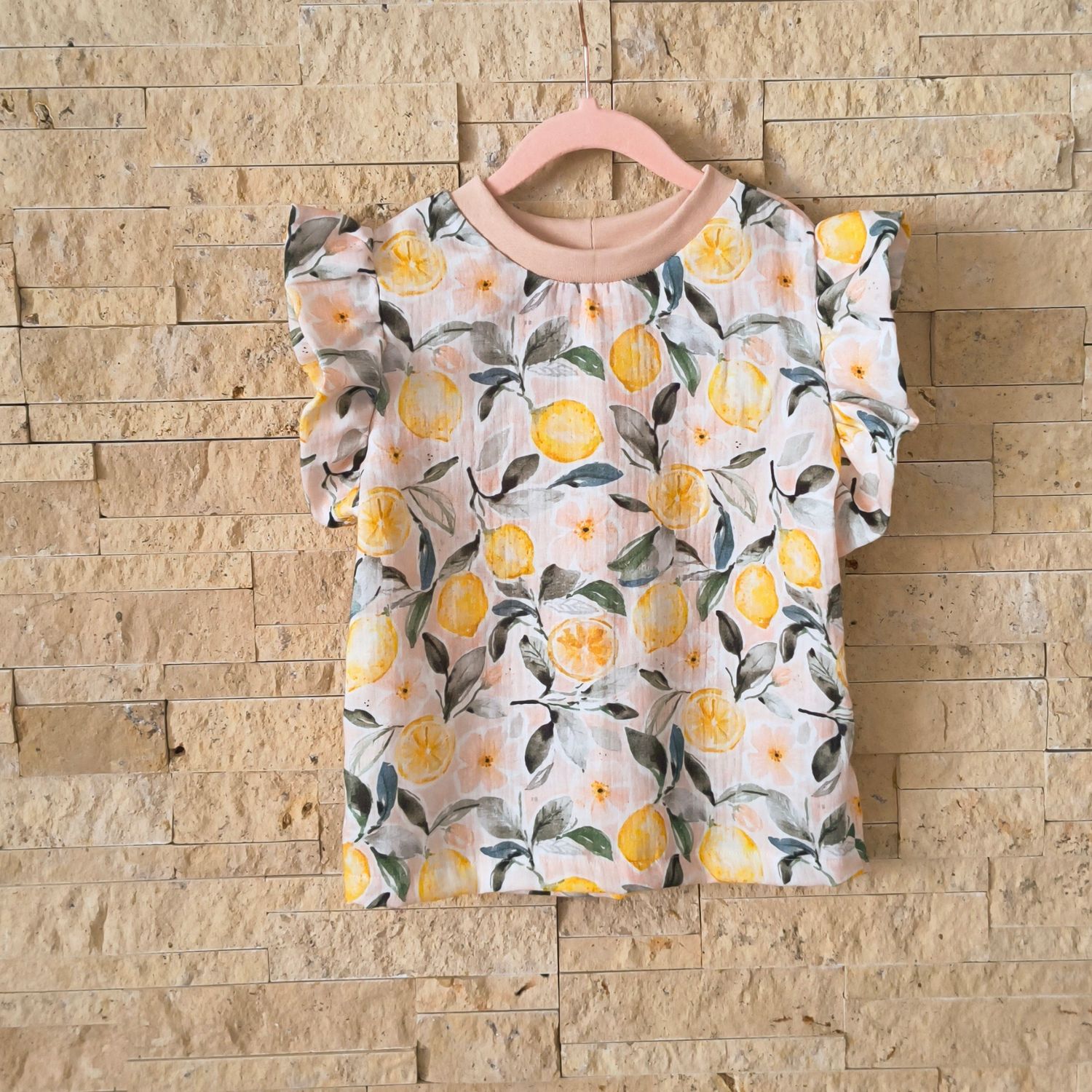 Rüschen Shirt Musselin - Zitronen 