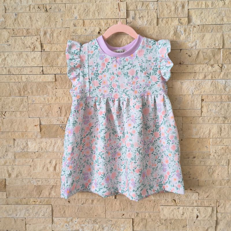 Kleid - Musselin Pastell-Blüten 