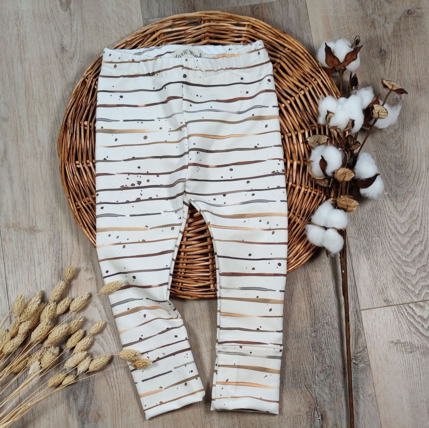 (Sofortkauf) Leggings French Terry - Brown Stripes - Gr. 86/92