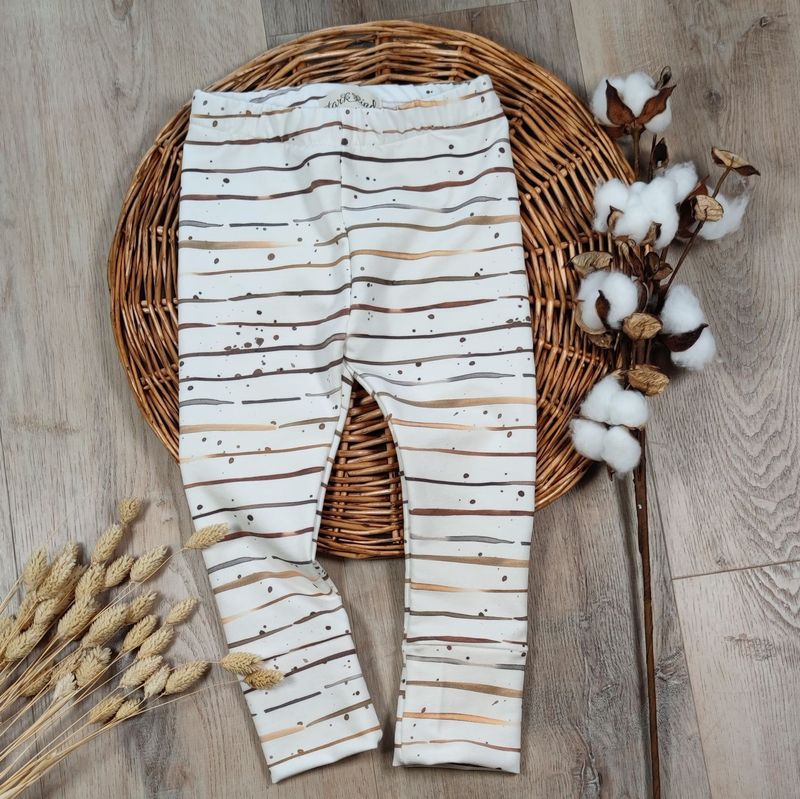 (Sofortkauf) Leggings French Terry - Brown Stripes - Gr. 86/92
