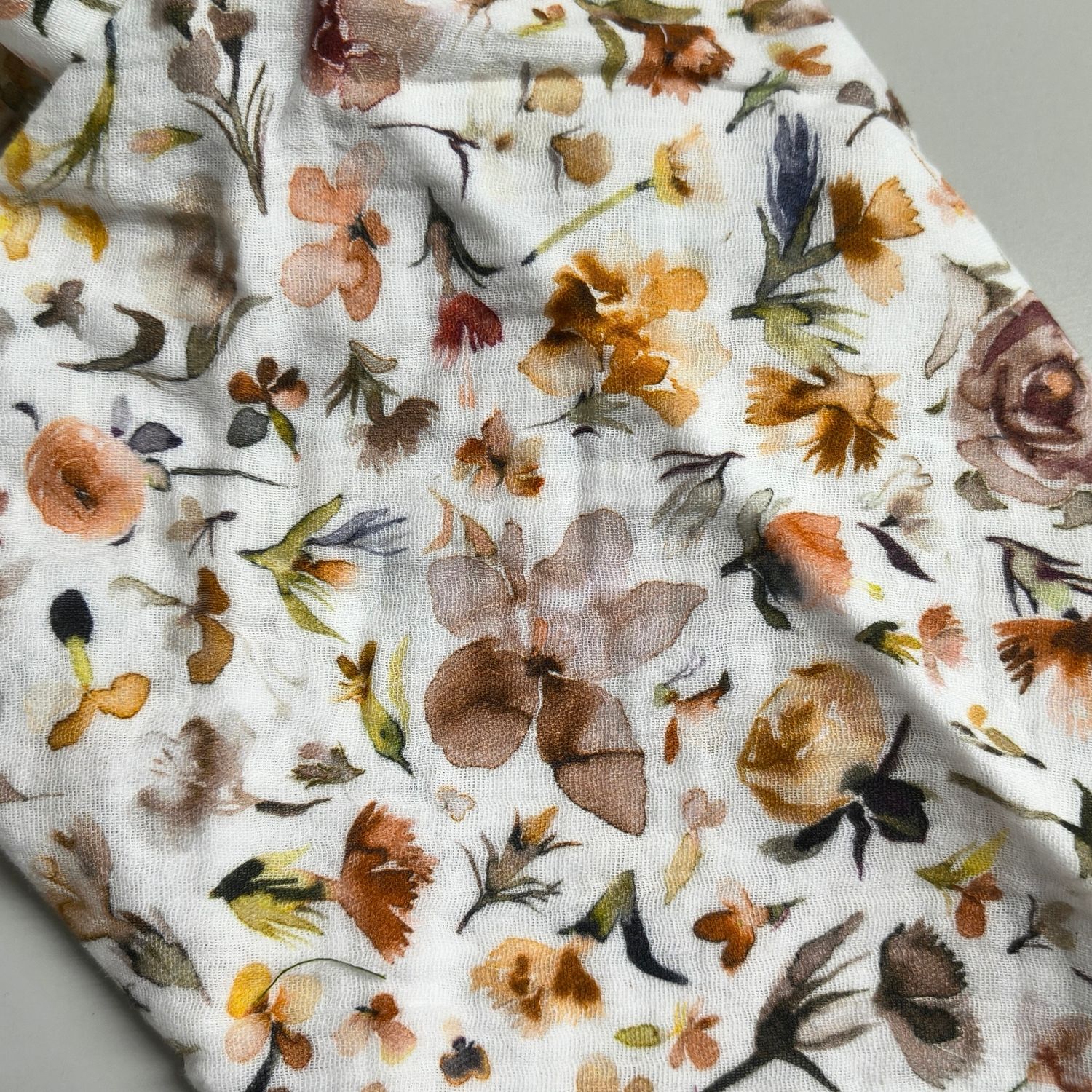 (Sofortkauf) Halstuch mit Druckknöpfen - Musselin - Herbstblumen - ca. 1 bis 3 Jahren