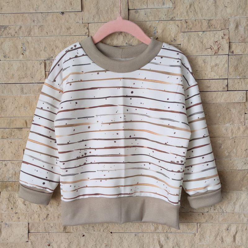 (Sofortkauf) Pullover - French Terry Brown Stripes  - Gr. 74/80