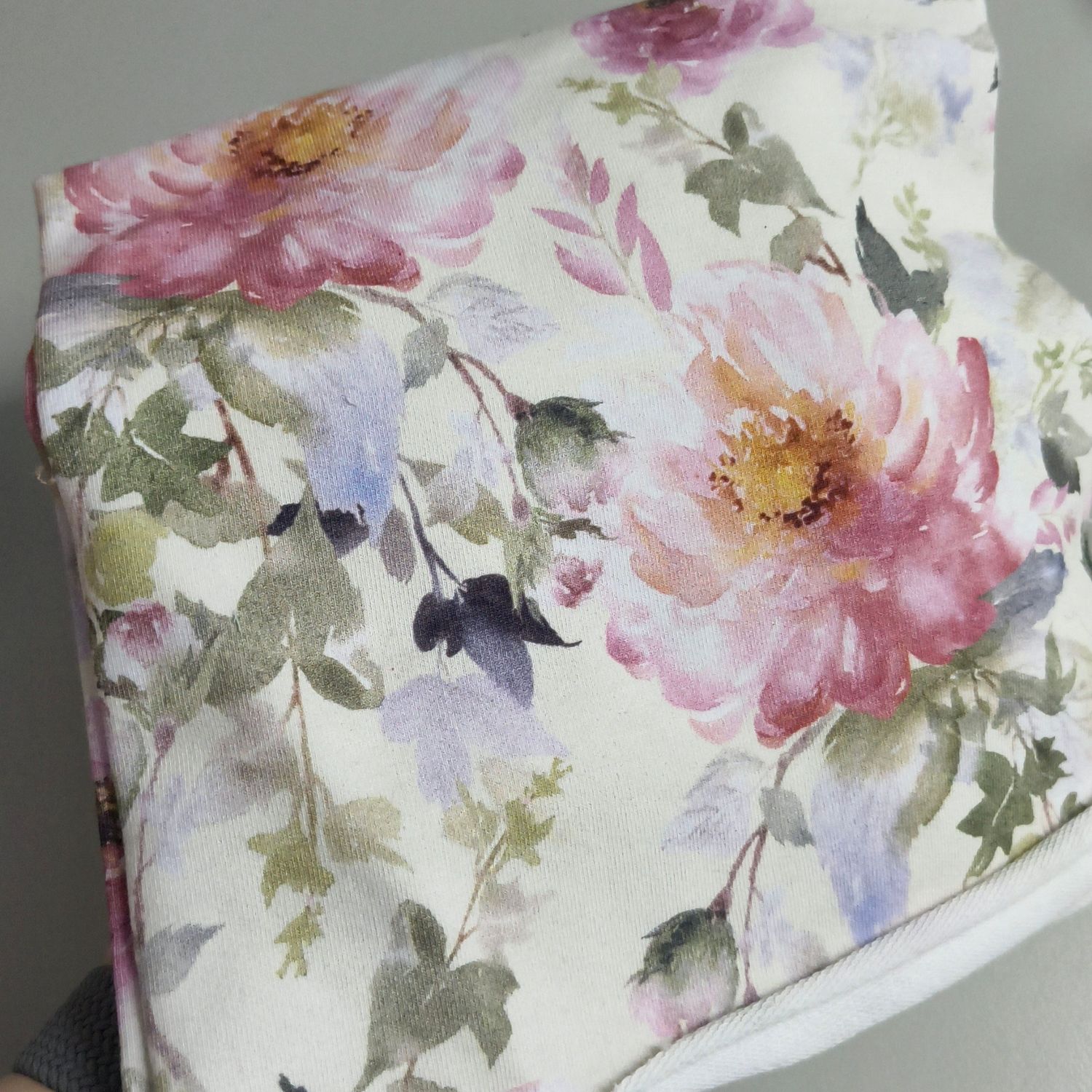 (Sofortkauf) Bluse Langarm - French Terry Aquarellblumen - Gr. 86/92