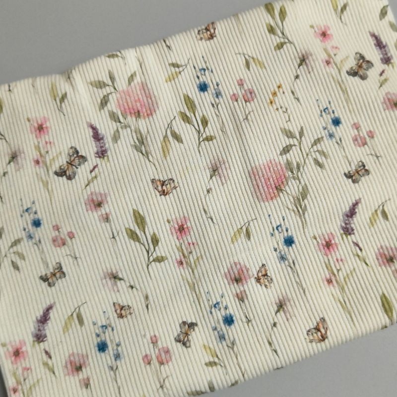 (Sofortkauf) Rib Jersey Mütze - Schmetterlingswiese Rosa - Kopfumfang 48-50 cm