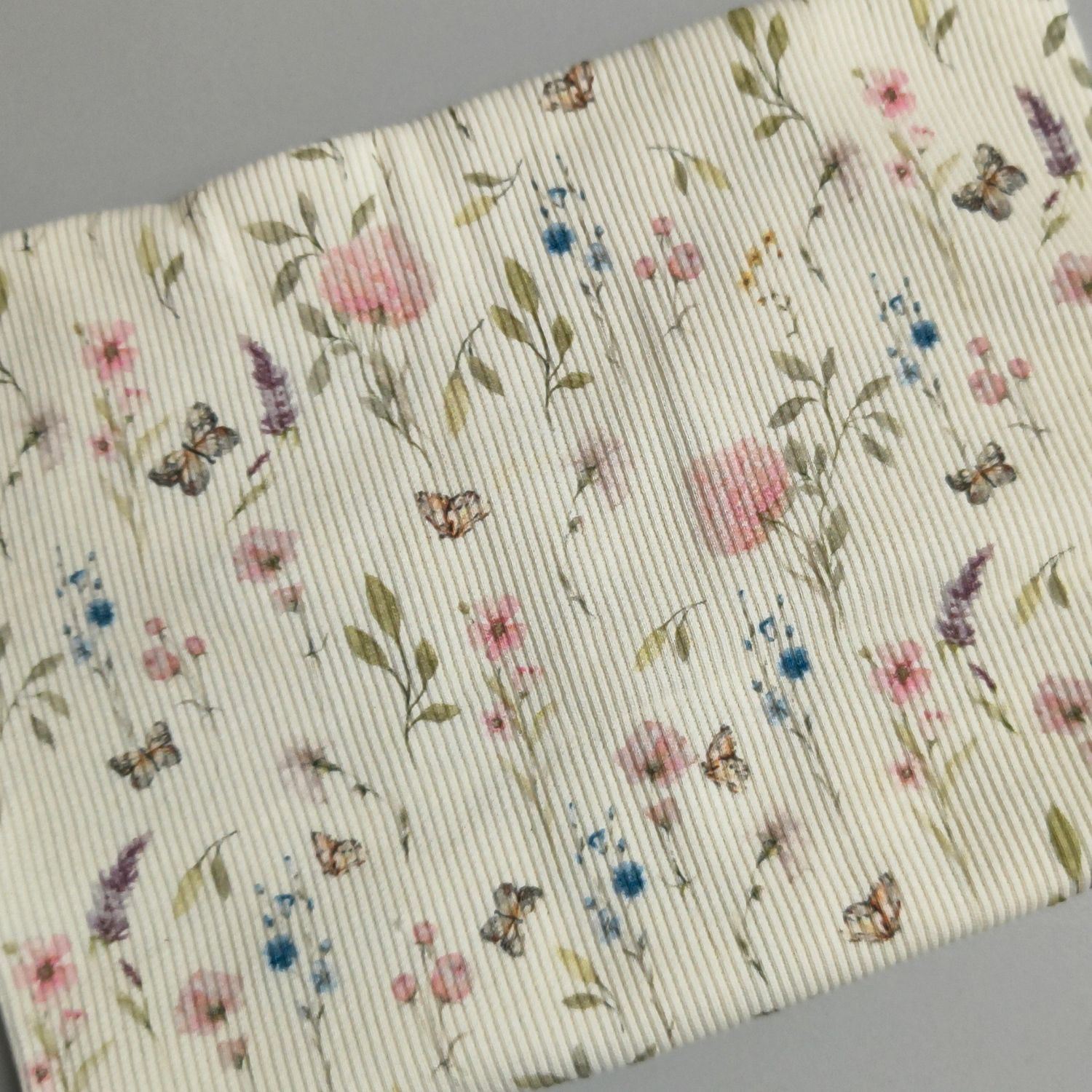 (Sofortkauf) Rib Jersey Mütze - Schmetterlingswiese Rosa - Kopfumfang 48-50 cm