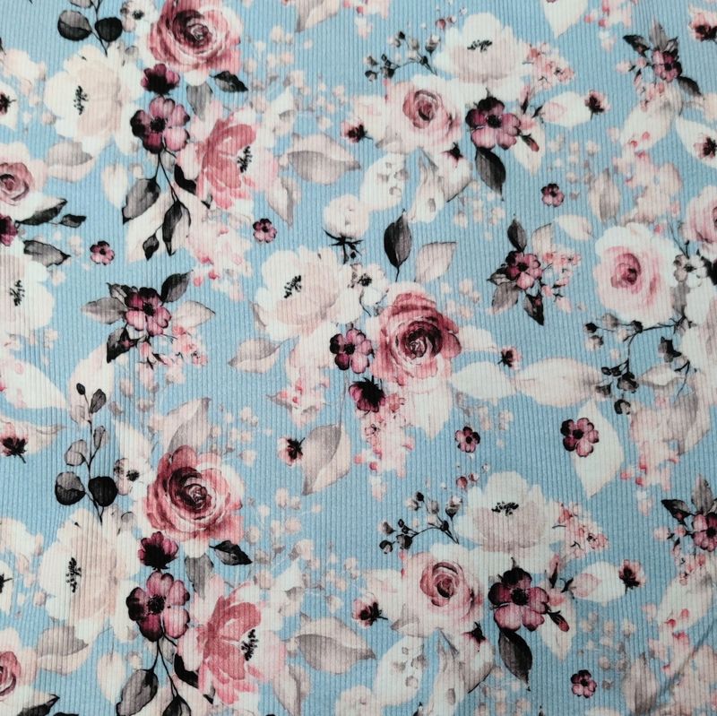 (Sofortkauf) Leggings - Rib Jersey Rosentraum Blau - Gr. 62/68