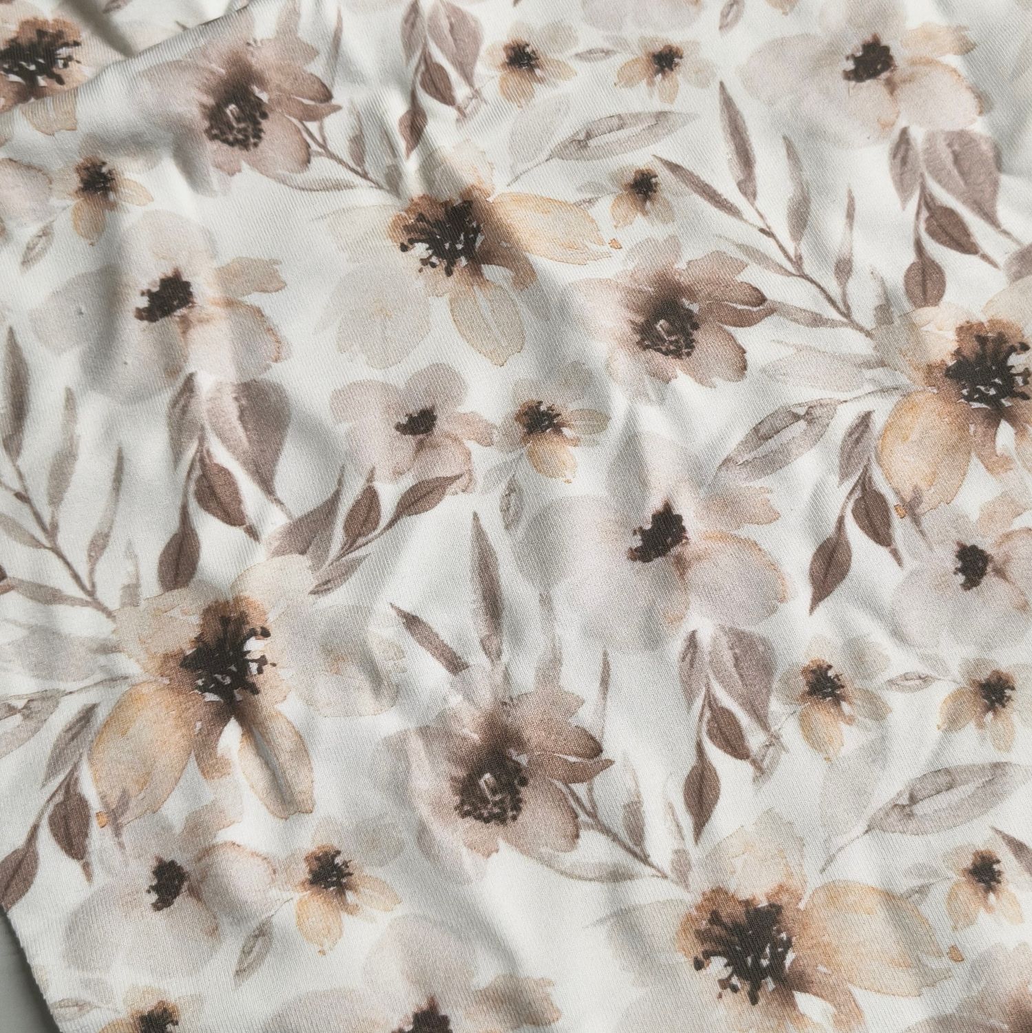 (Sofortkauf) Leggings - Jersey Aquarell Blumen Beige - Gr. 86/92