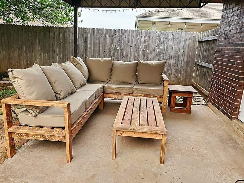 Outdoor wooden sectional set