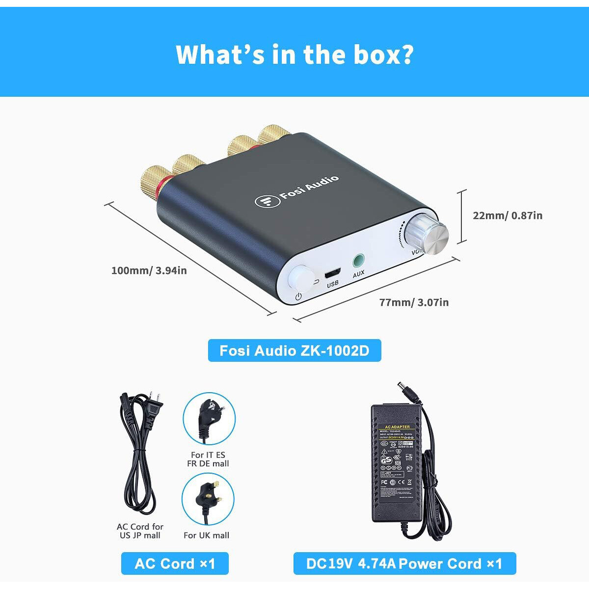 Fosi Audio ZK1002D Bluetooth 5.0 パワーアンプ100W*2大出力