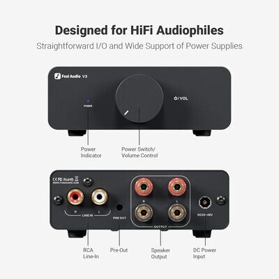 アンプ Fosi Audio V3 amplifier FOSI Audio V3 Stereo Amplifier Home Audio 300 Watts x2 Power