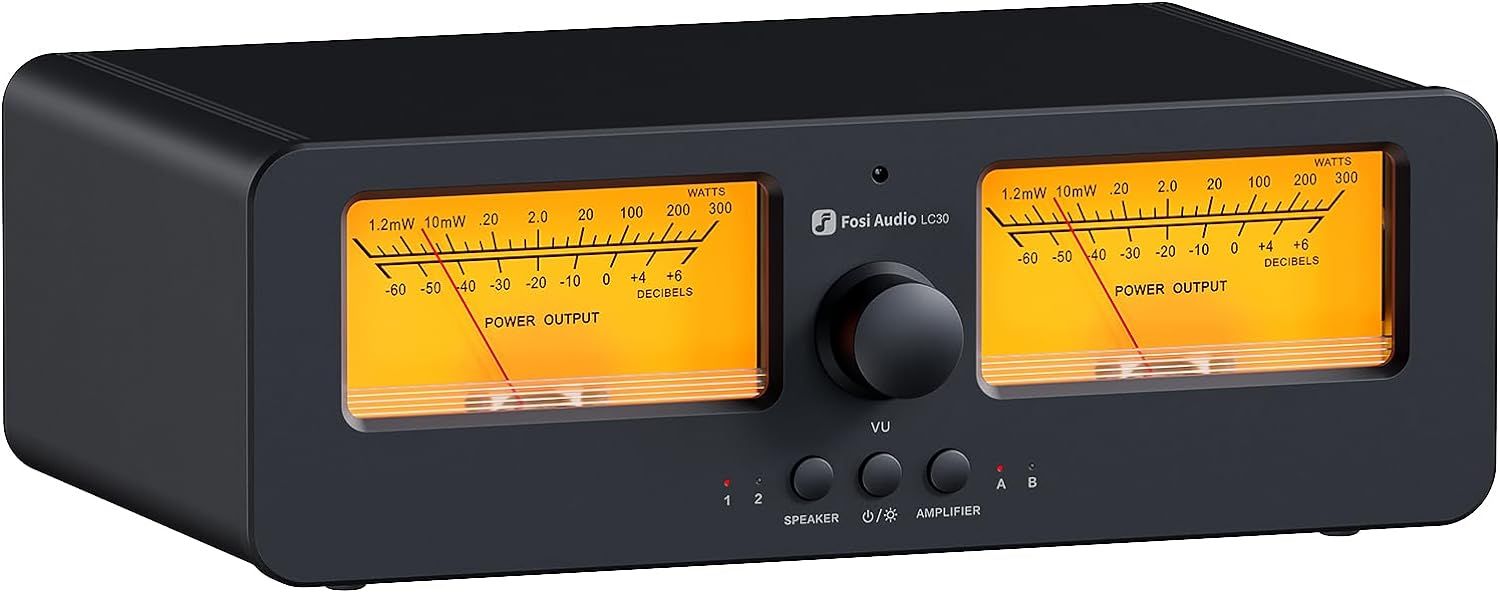 Fosi Audio LC30 VU Meter Amplifier Speaker Selector Switch Box Audio Visualizer