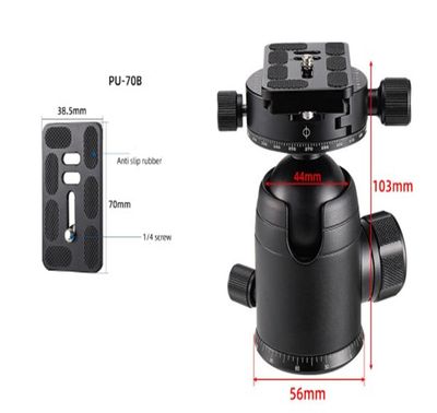 Tripod head Aluminum max 15kg load