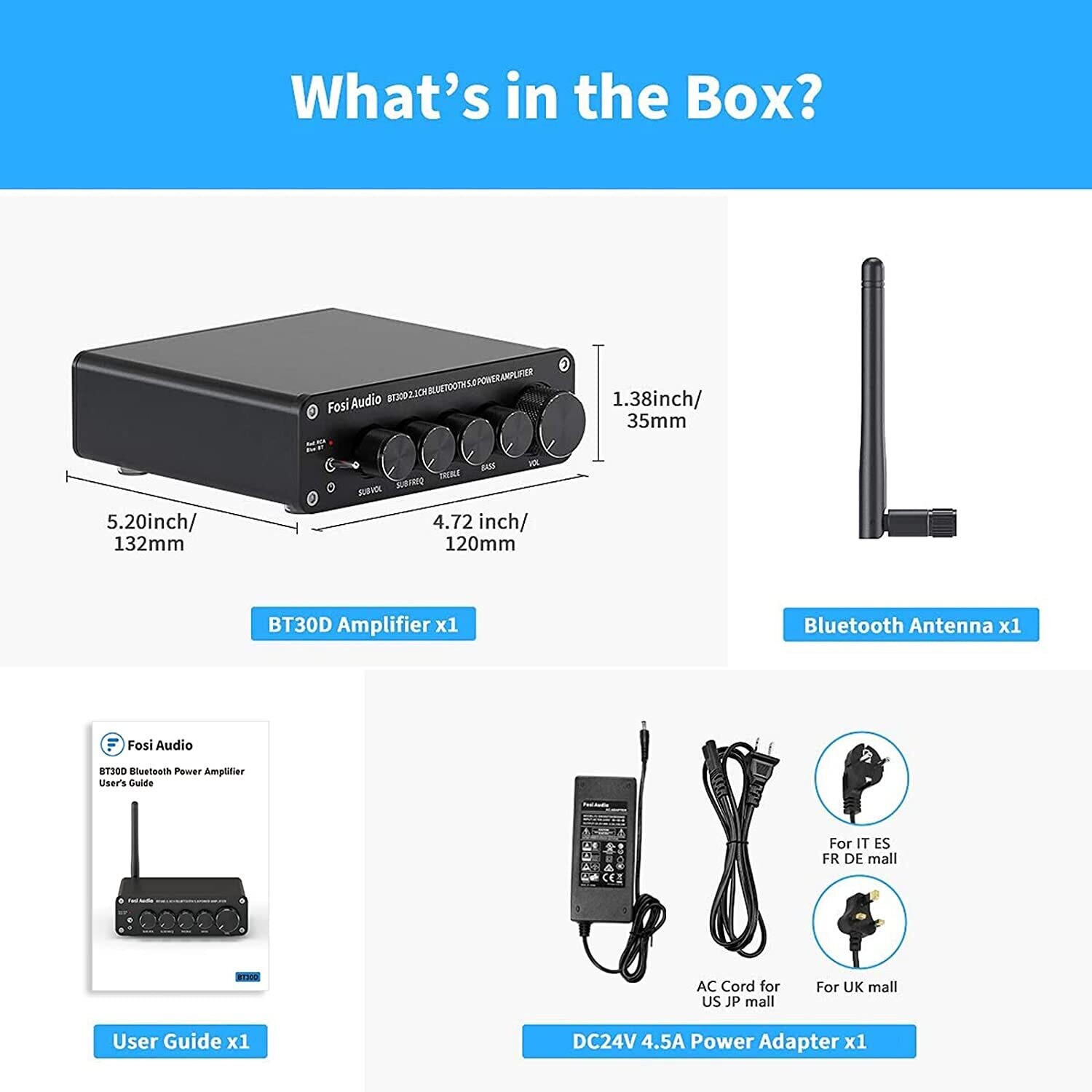 FOSI Audio BT30D 2.1 CH Mini Amp