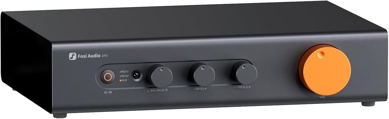 Fosi Audio ZP3 Balanced Preamp for Home Audio, 2 RCA and 1 XLR Inputs, RCA/XLR Outputs and Sub-Out, Pre Amp for 2 Channel Stereo and 2.1 Setup, Pre Amplifier with HPF High Pass Filter and Tone Control