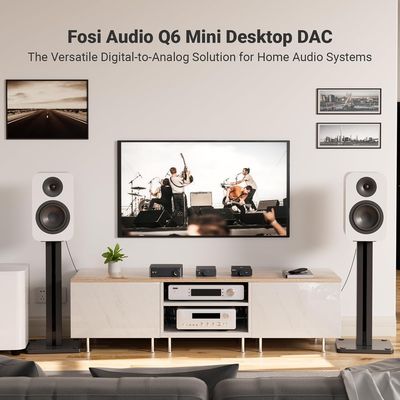 Fosi Audio Q6 Mini Desktop DAC, USB C Digital to Analog Audio Converter