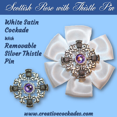 Scottish Rose Cockade with Thistle Pin